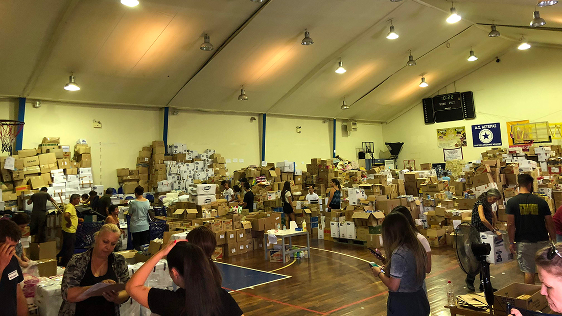 Greece fire relief supplies Relief supplies